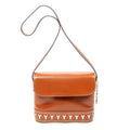 Shoulder Bag Flap Crossbody Brown Cutout Y Leather
