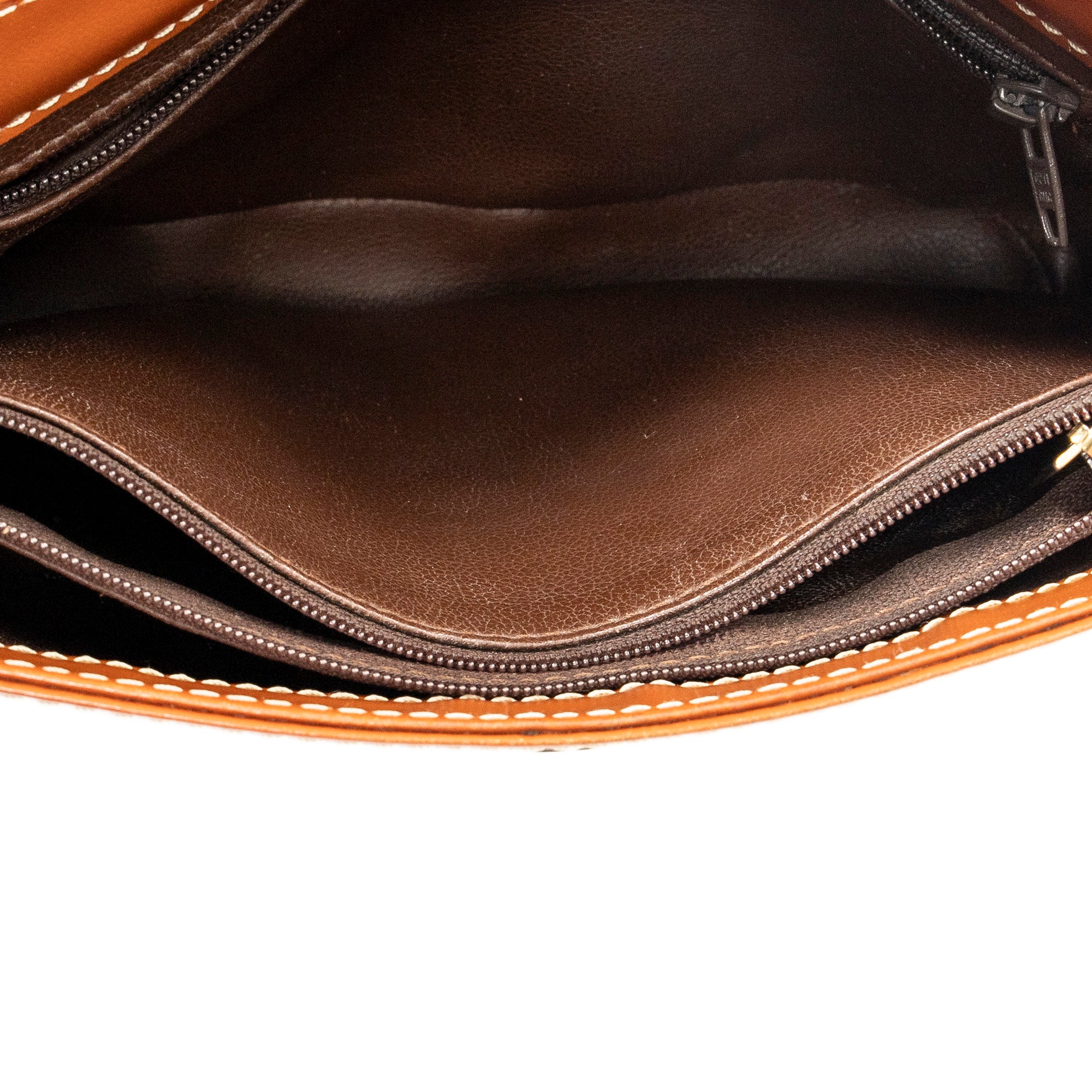Shoulder Bag Flap Crossbody Brown Cutout Y Leather