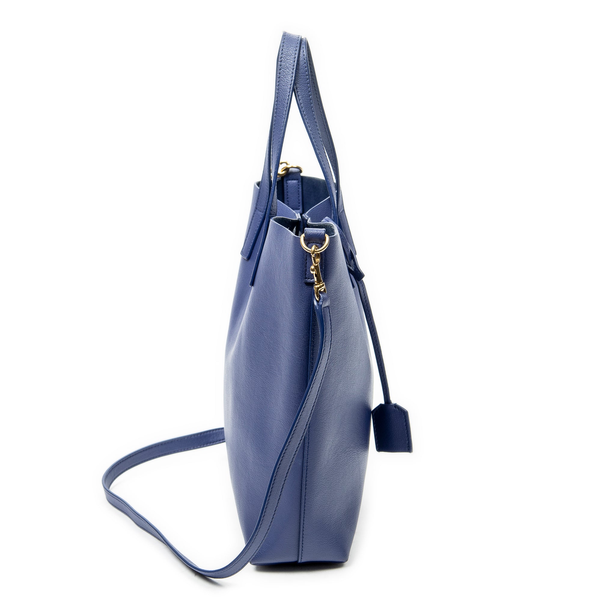 Shoulder Bag Toy Shopping Tote Navy Calfskin Leather