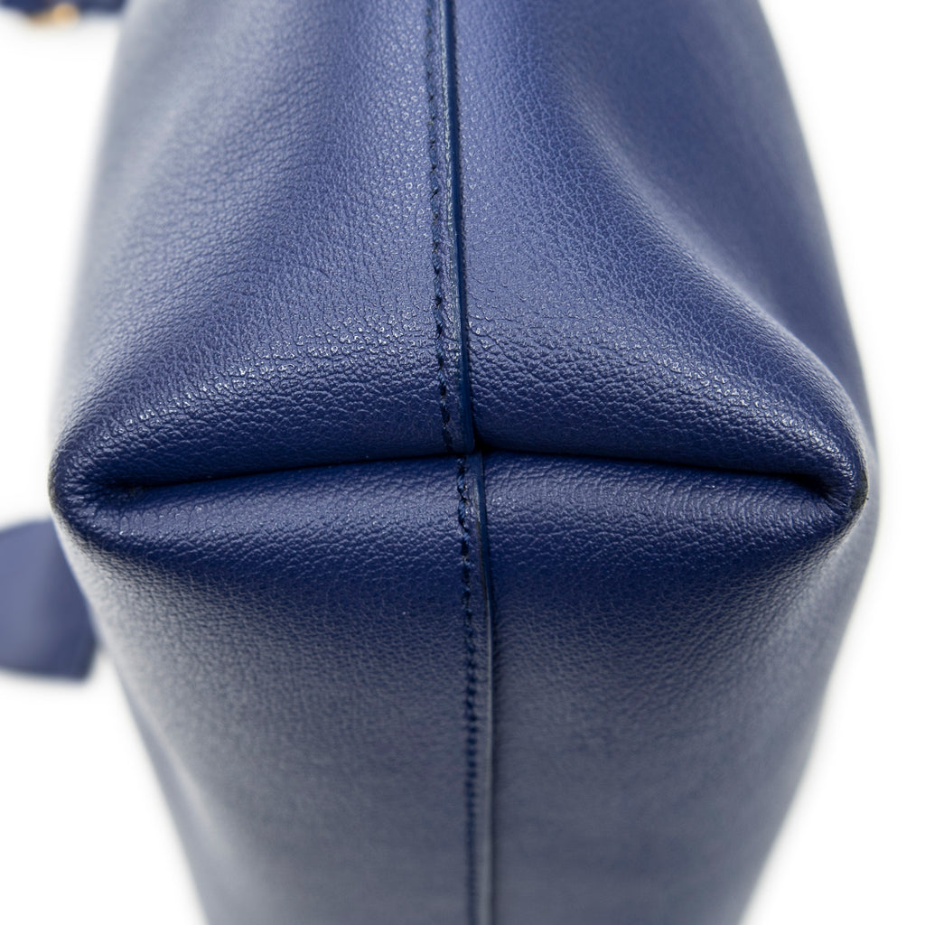 Shoulder Bag Toy Shopping Tote Navy Calfskin Leather