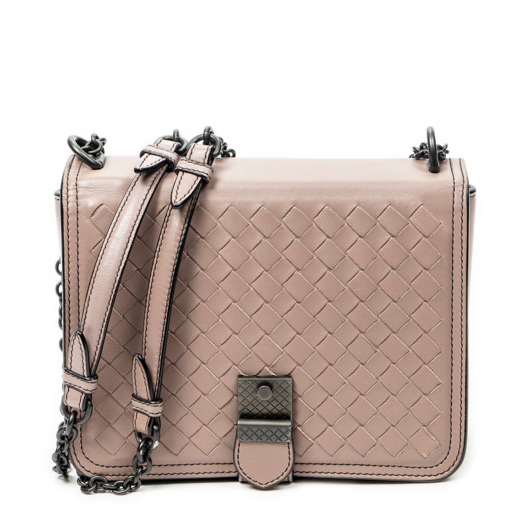 Shoulder Bag Mini Runway Pink Intrecciato Leather