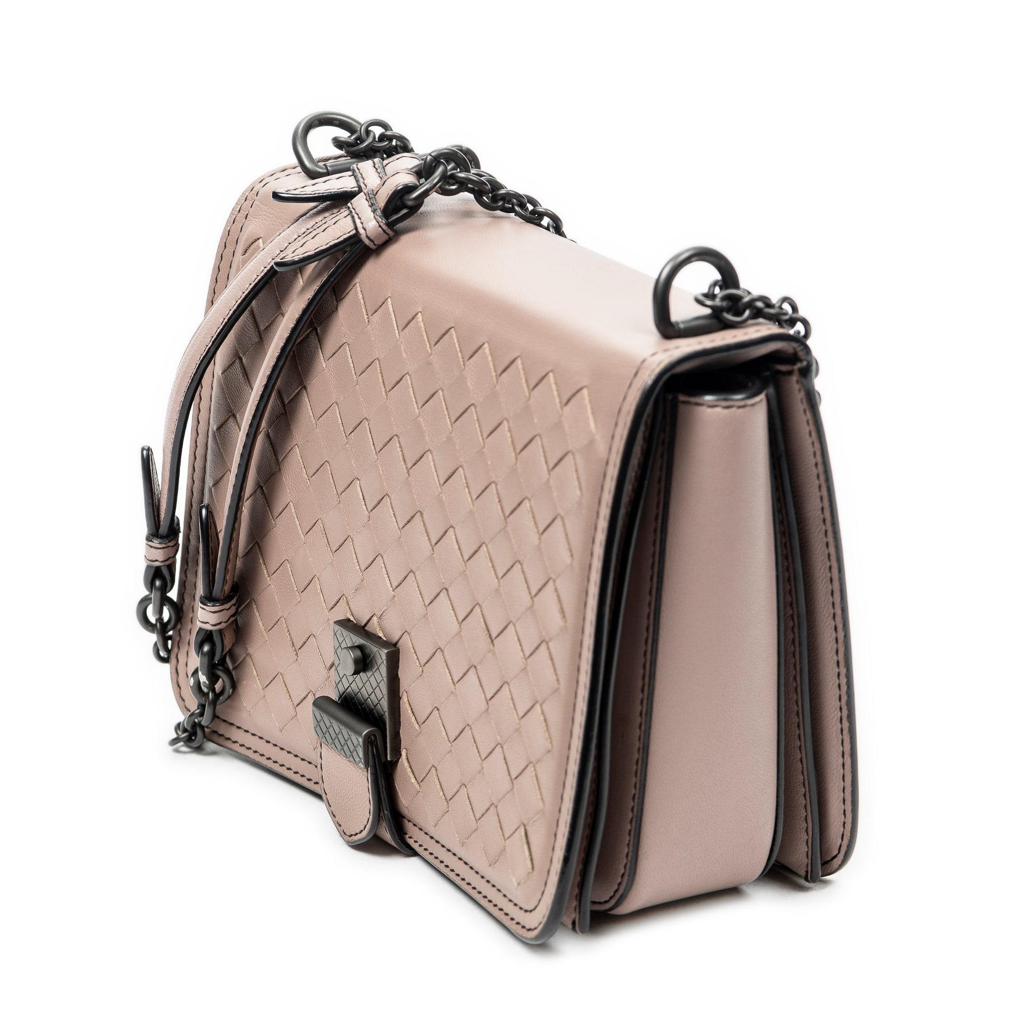 Shoulder Bag Mini Runway Pink Intrecciato Leather