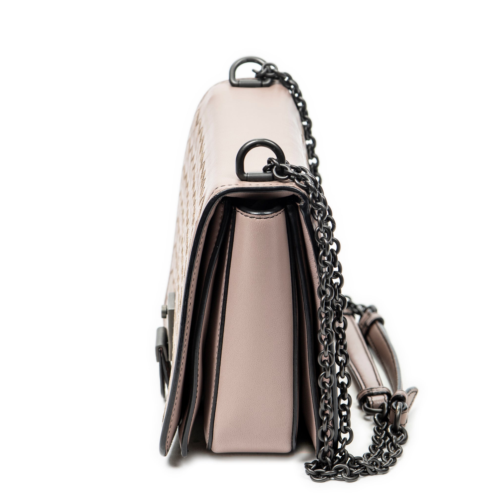 Shoulder Bag Mini Runway Pink Intrecciato Leather