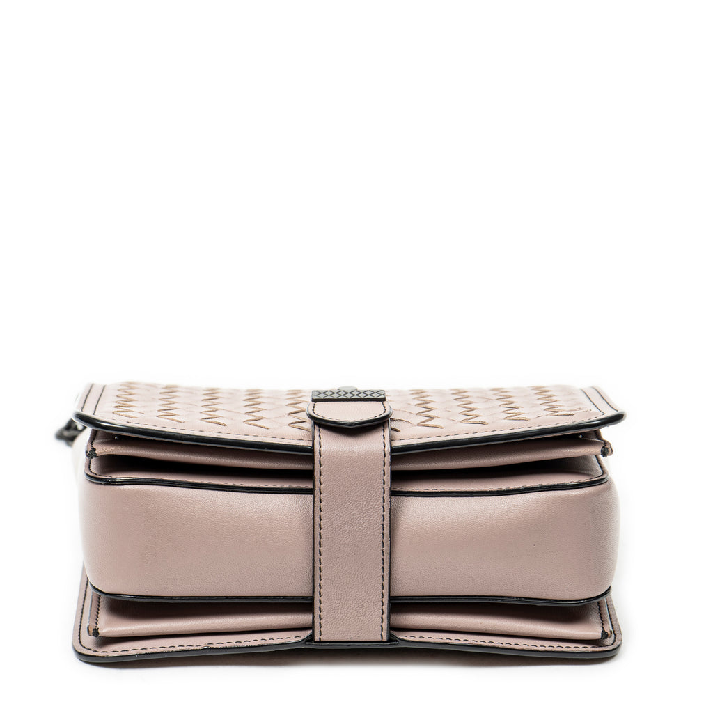 Shoulder Bag Mini Runway Pink Intrecciato Leather