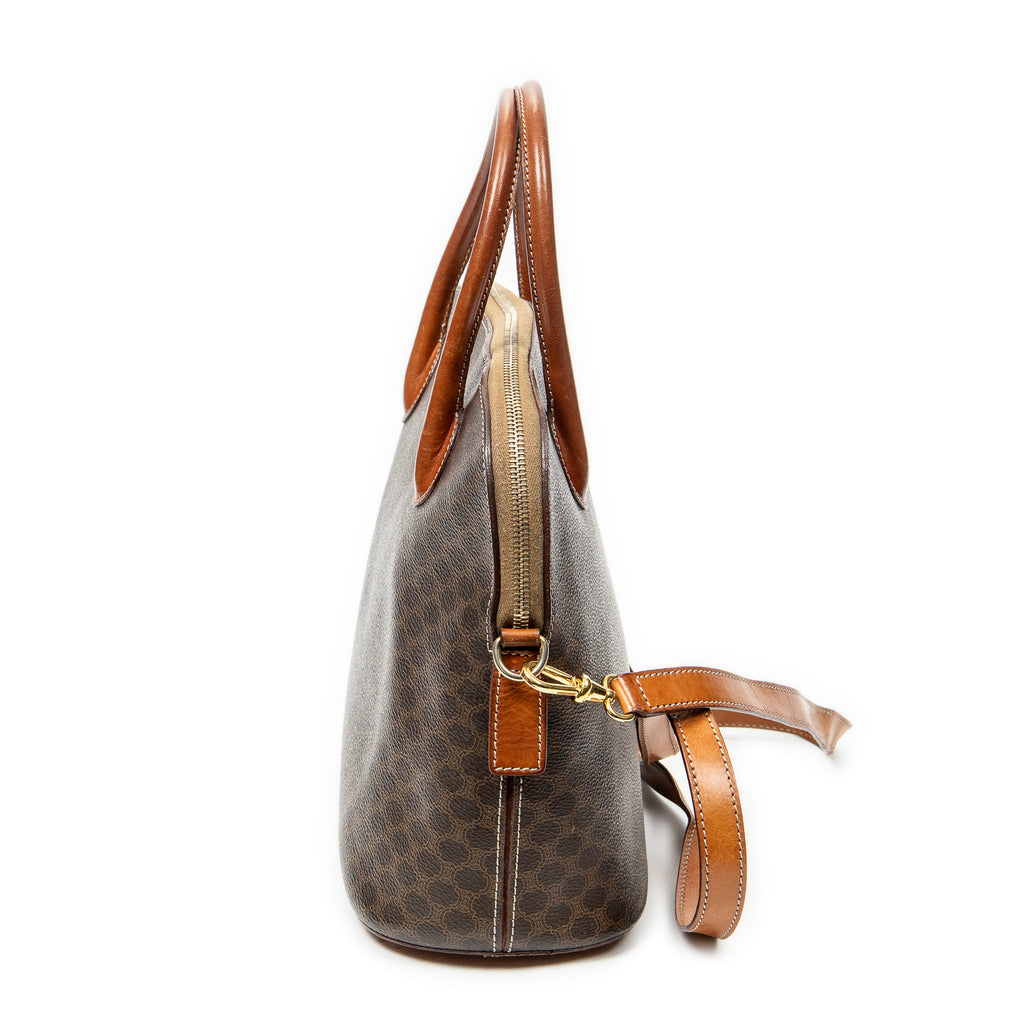 Shoulder Bag Dome Top Handle Brown Macadam Coated Canvas