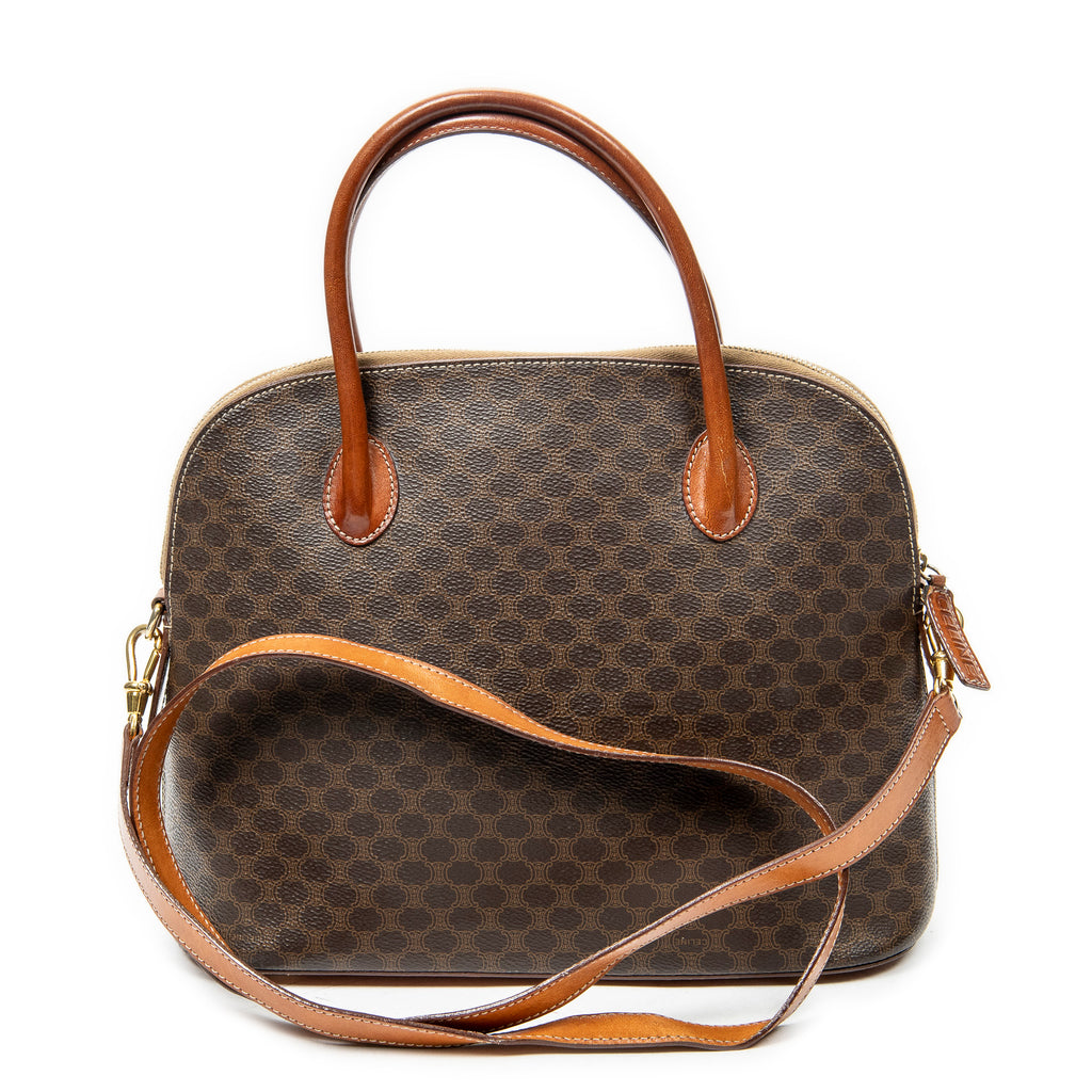 Shoulder Bag Dome Top Handle Brown Macadam Coated Canvas