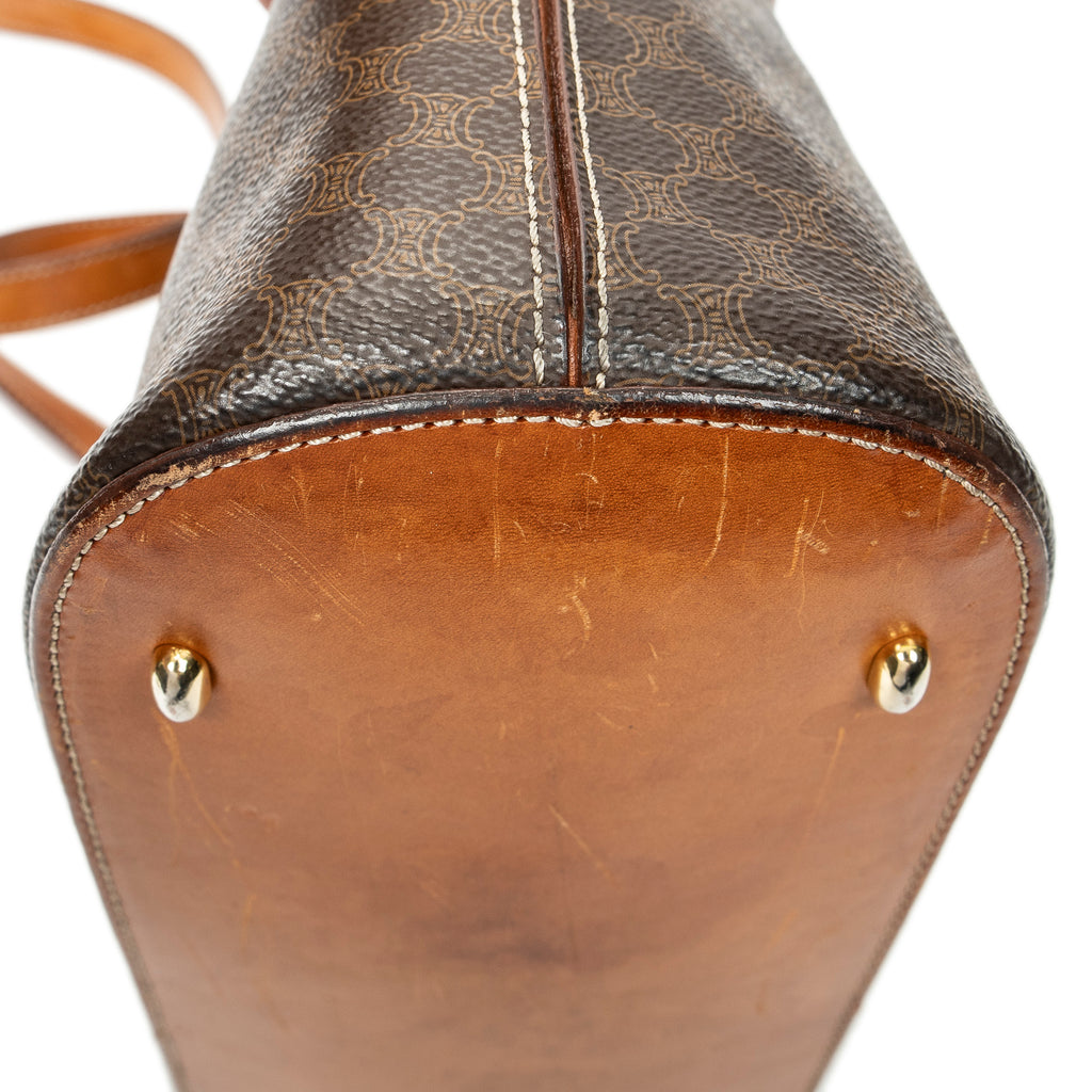 Shoulder Bag Dome Top Handle Brown Macadam Coated Canvas