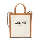 Shoulder Bag Vertical Cabas Tote Ivory Logo Print Canvas
