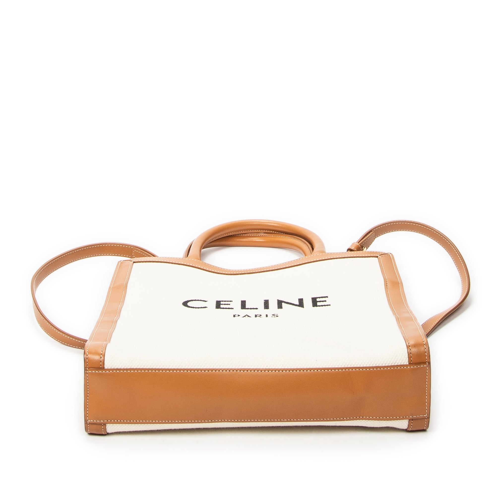 Shoulder Bag Vertical Cabas Tote Ivory Logo Print Canvas
