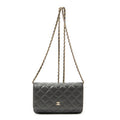 Shoulder Bag Classic Wallet on Chain Dark Grey Quilted Lambskin Leather
