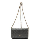 Shoulder Bag Classic Wallet on Chain Dark Grey Quilted Lambskin Leather