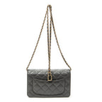 Shoulder Bag Classic Wallet on Chain Dark Grey Quilted Lambskin Leather