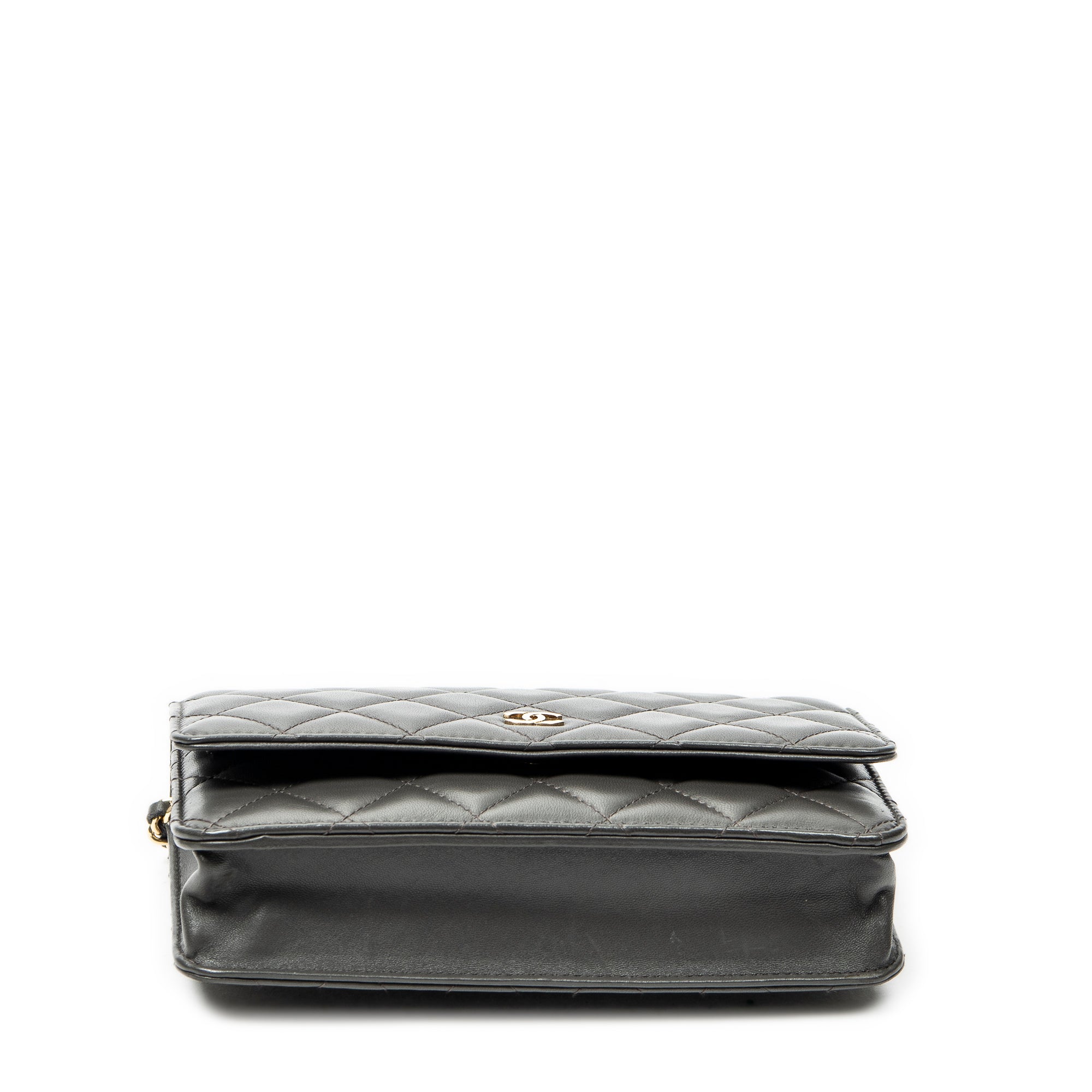 Shoulder Bag Classic Wallet on Chain Dark Grey Quilted Lambskin Leather