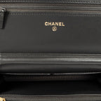 Shoulder Bag Classic Wallet on Chain Dark Grey Quilted Lambskin Leather