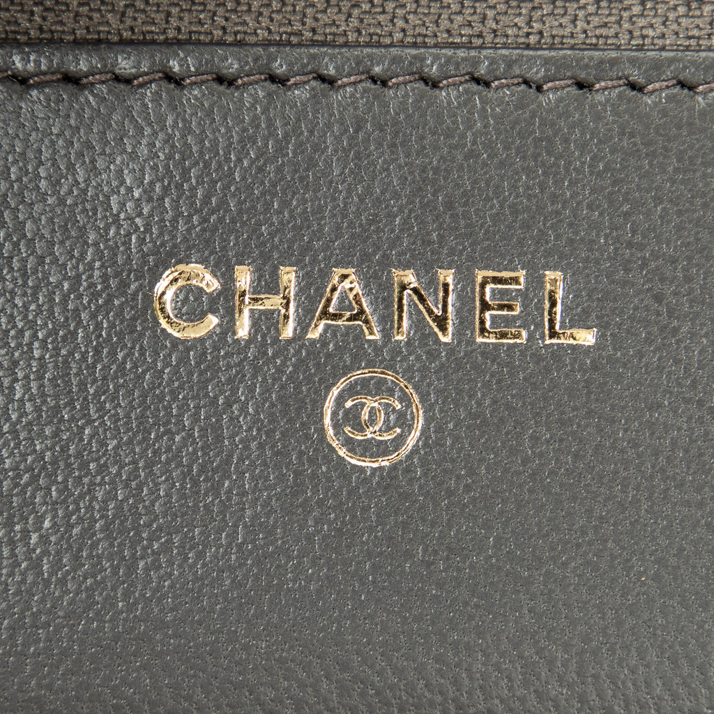 Shoulder Bag Classic Wallet on Chain Dark Grey Quilted Lambskin Leather