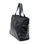 Shoulder Bag Paris Biarritz Shopping Tote Black Quilted Coated Canvas