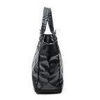 Shoulder Bag Paris Biarritz Shopping Tote Black Quilted Coated Canvas