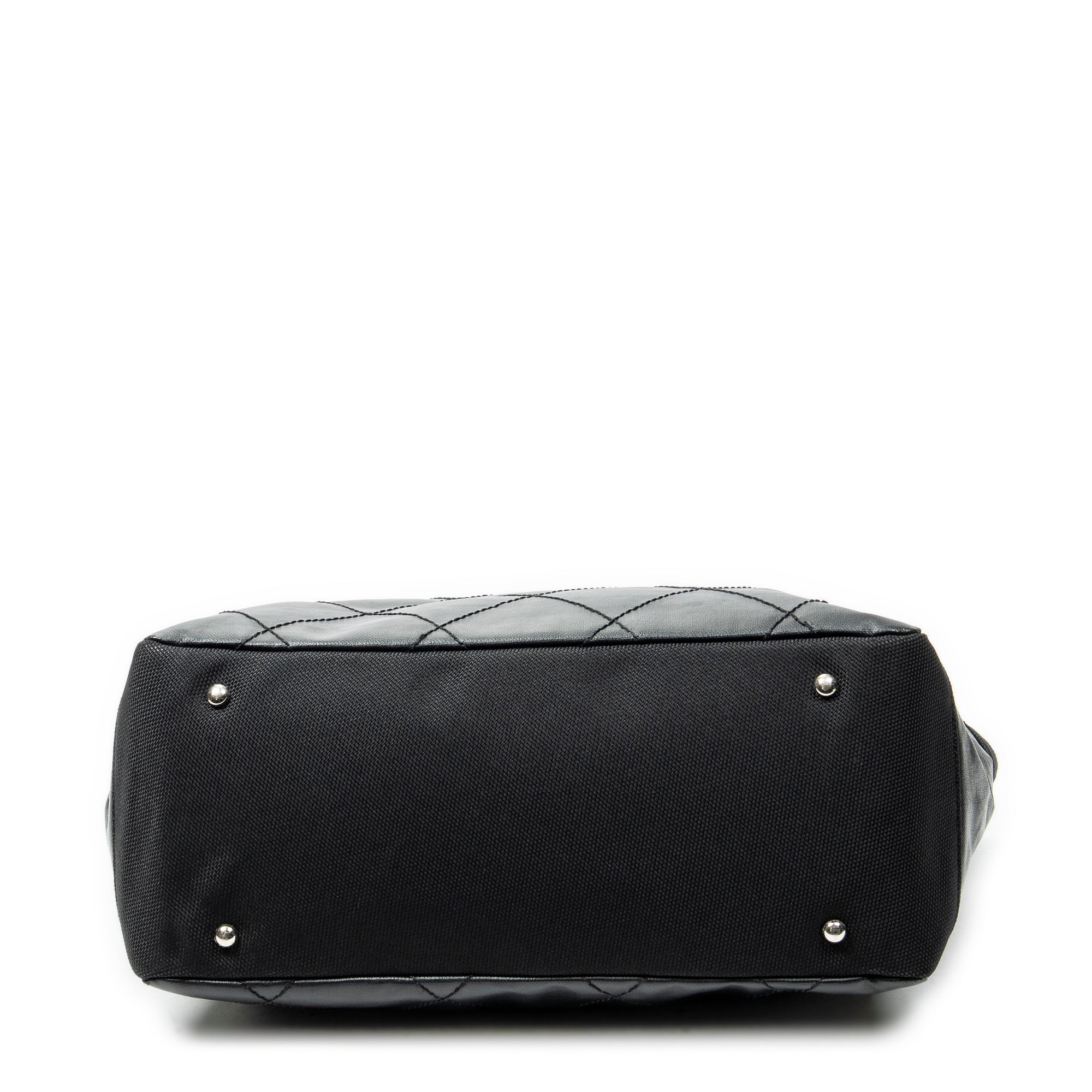 Shoulder Bag Paris Biarritz Shopping Tote Black Quilted Coated Canvas