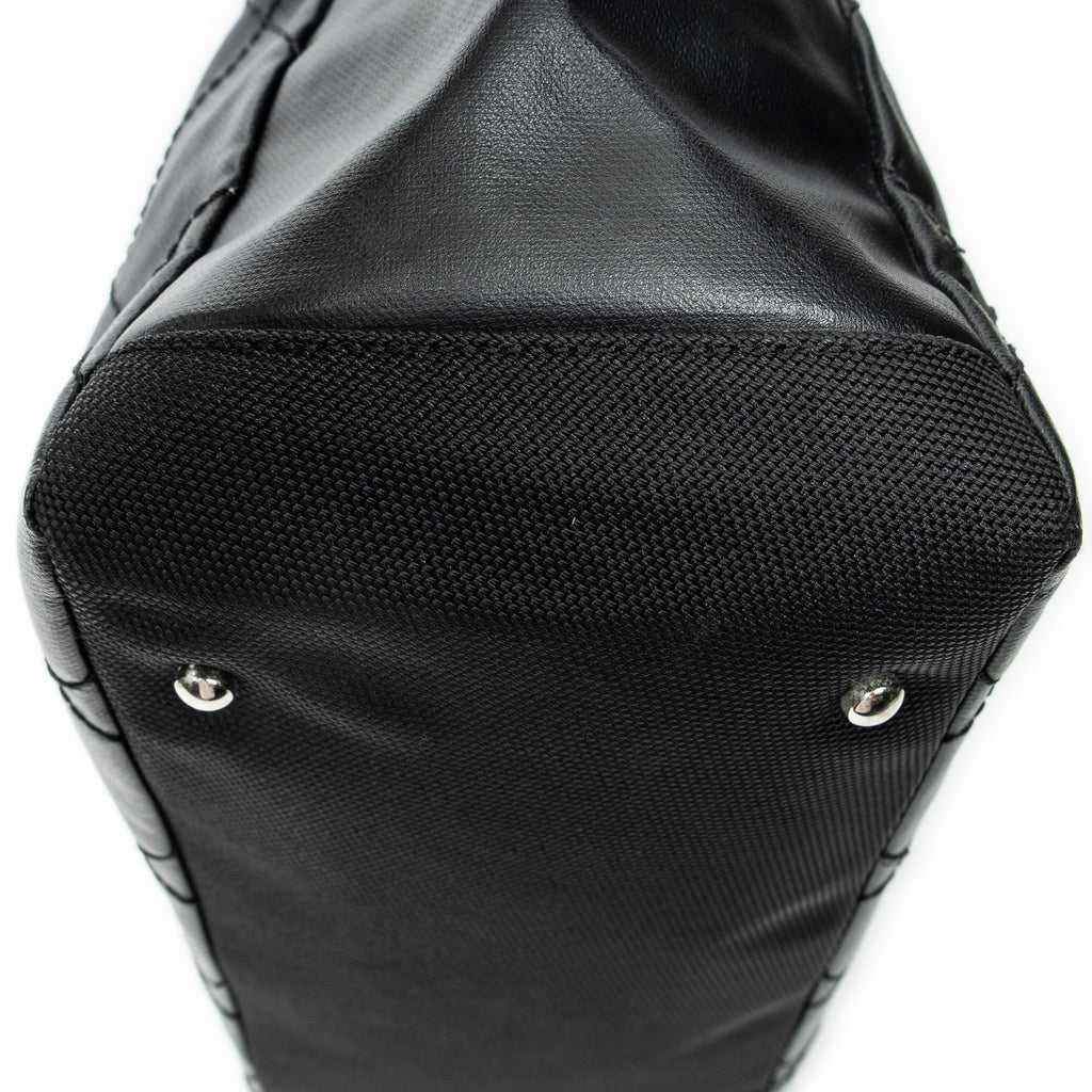 Shoulder Bag Paris Biarritz Shopping Tote Black Quilted Coated Canvas