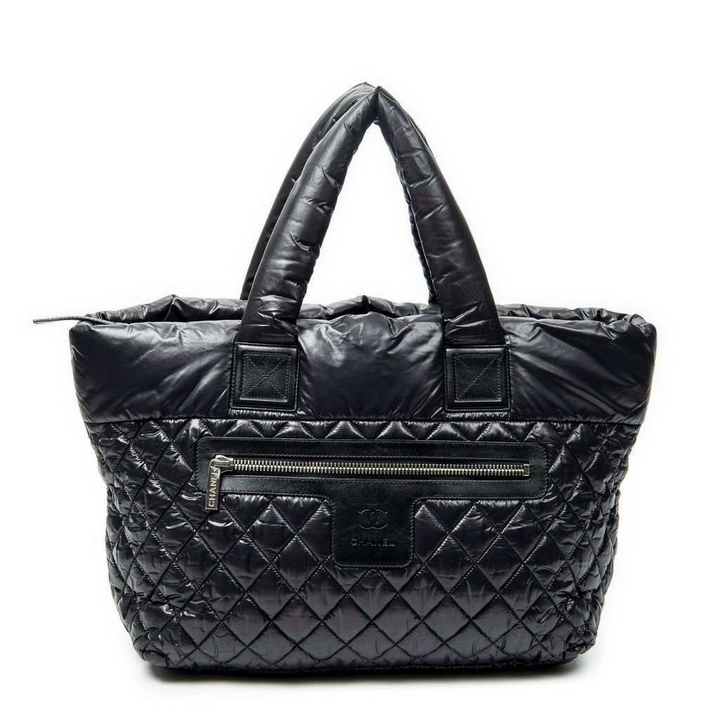 Shoulder Bag Medium Coco Cocoon Reversible Tote Black Quilted Nylon Canvas