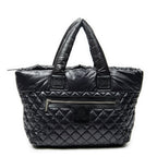 Shoulder Bag Medium Coco Cocoon Reversible Tote Black Quilted Nylon Canvas