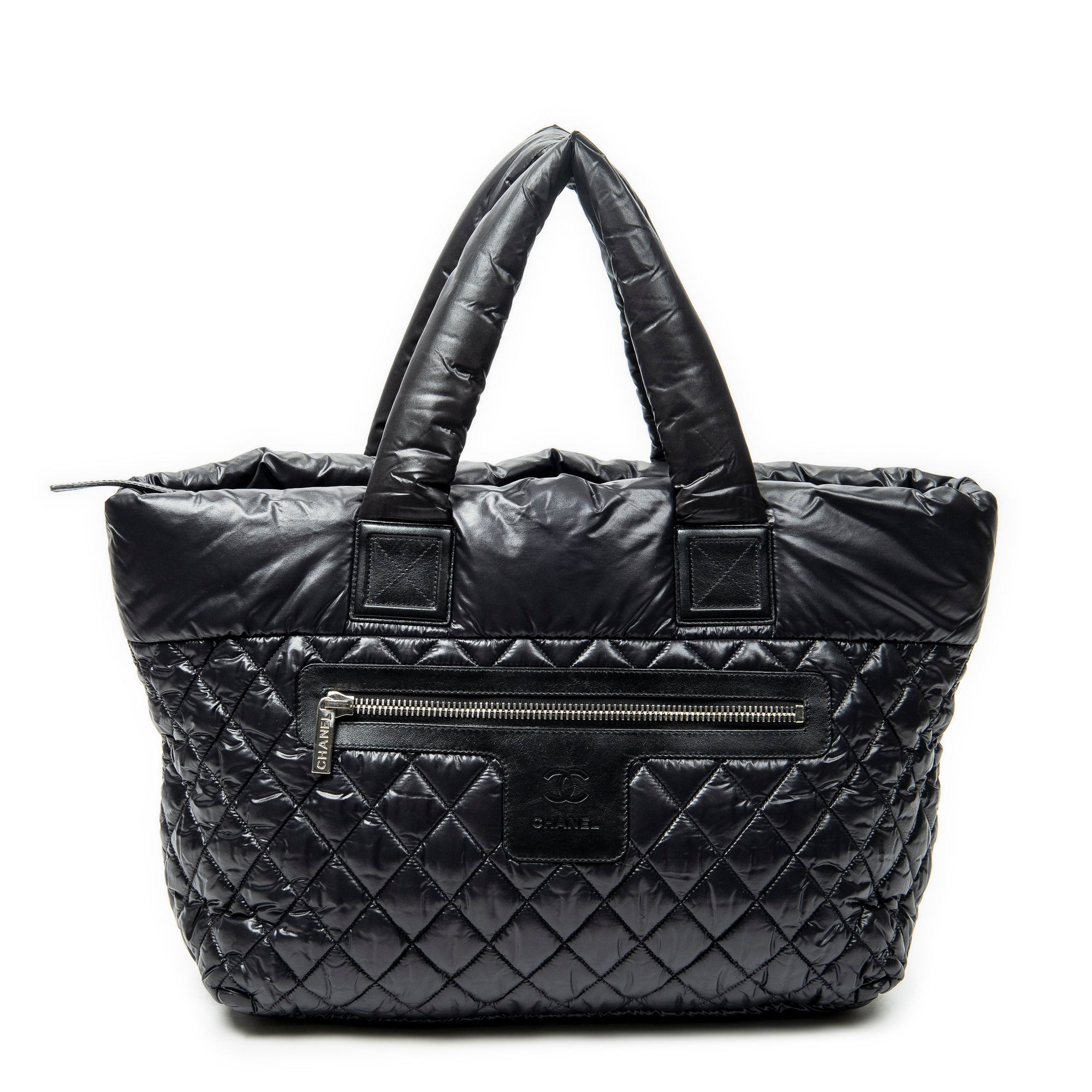 Shoulder Bag Medium Coco Cocoon Reversible Tote Black Quilted Nylon Canvas