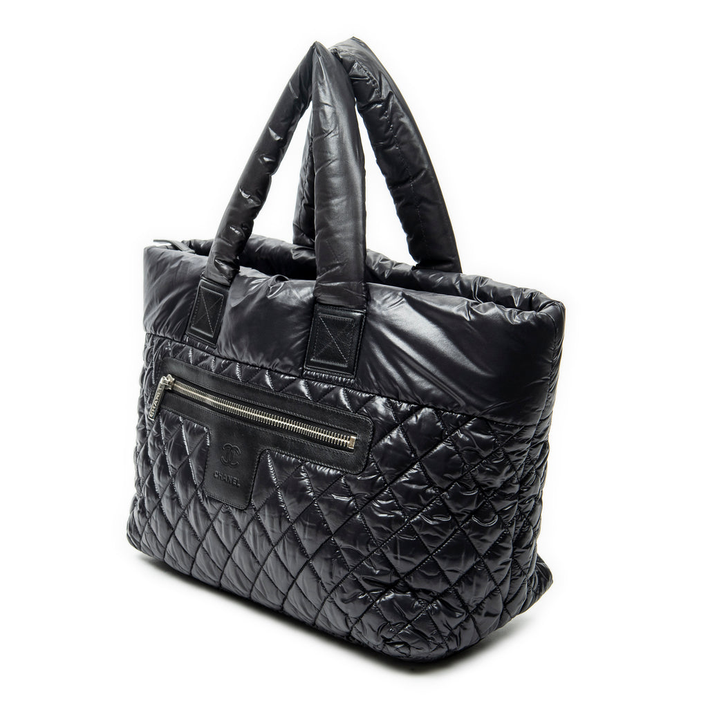 Shoulder Bag Medium Coco Cocoon Reversible Tote Black Quilted Nylon Canvas