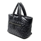 Shoulder Bag Medium Coco Cocoon Reversible Tote Black Quilted Nylon Canvas