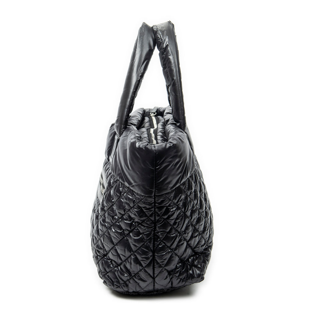 Shoulder Bag Medium Coco Cocoon Reversible Tote Black Quilted Nylon Canvas