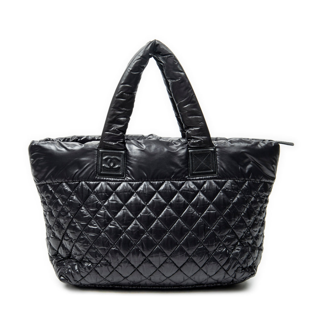 Shoulder Bag Medium Coco Cocoon Reversible Tote Black Quilted Nylon Canvas