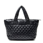 Shoulder Bag Medium Coco Cocoon Reversible Tote Black Quilted Nylon Canvas