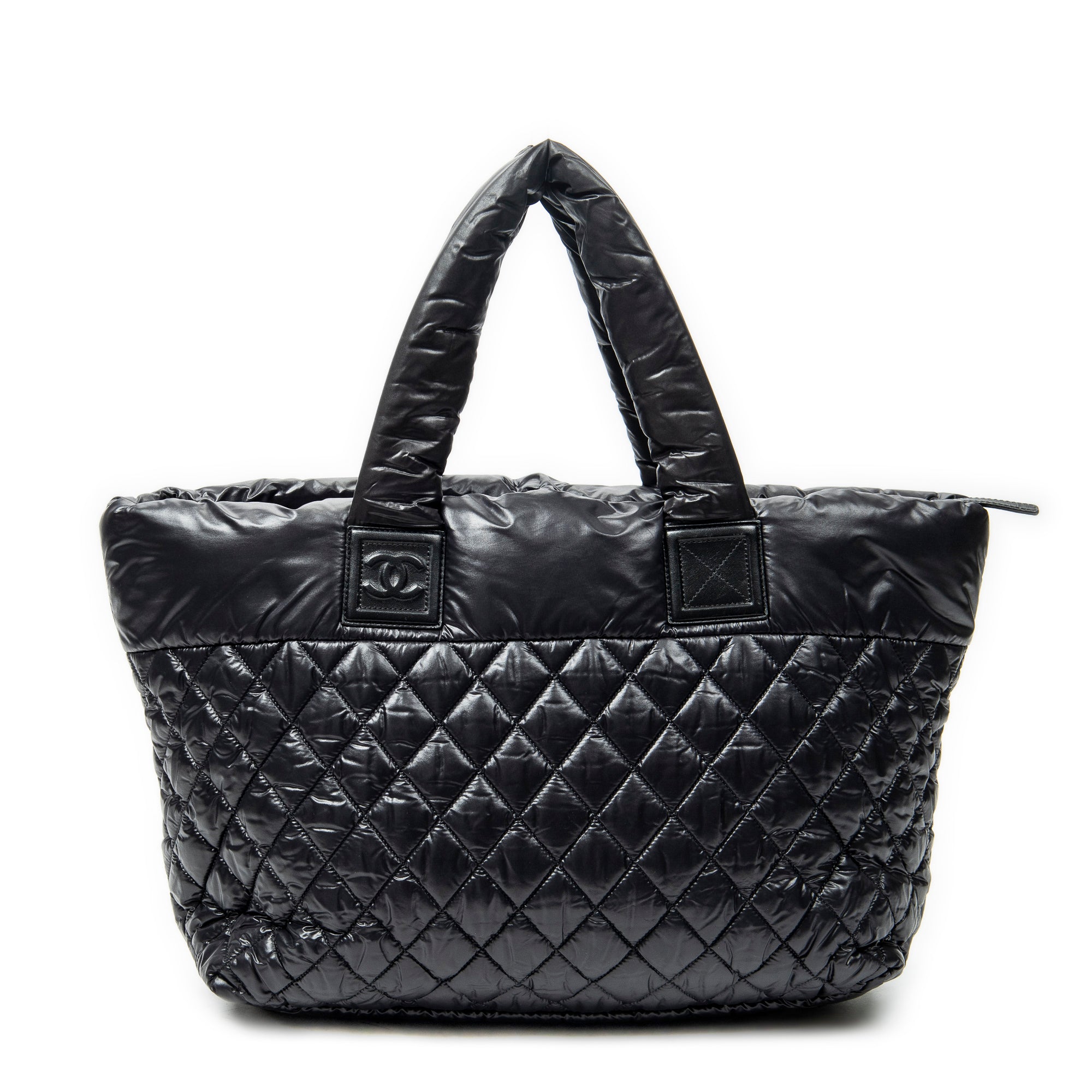 Shoulder Bag Medium Coco Cocoon Reversible Tote Black Quilted Nylon Canvas