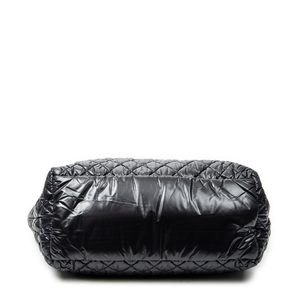 Shoulder Bag Medium Coco Cocoon Reversible Tote Black Quilted Nylon Canvas