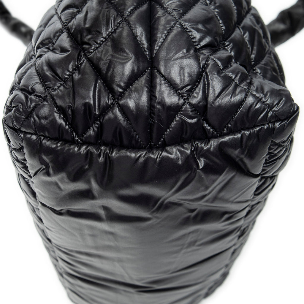 Shoulder Bag Medium Coco Cocoon Reversible Tote Black Quilted Nylon Canvas