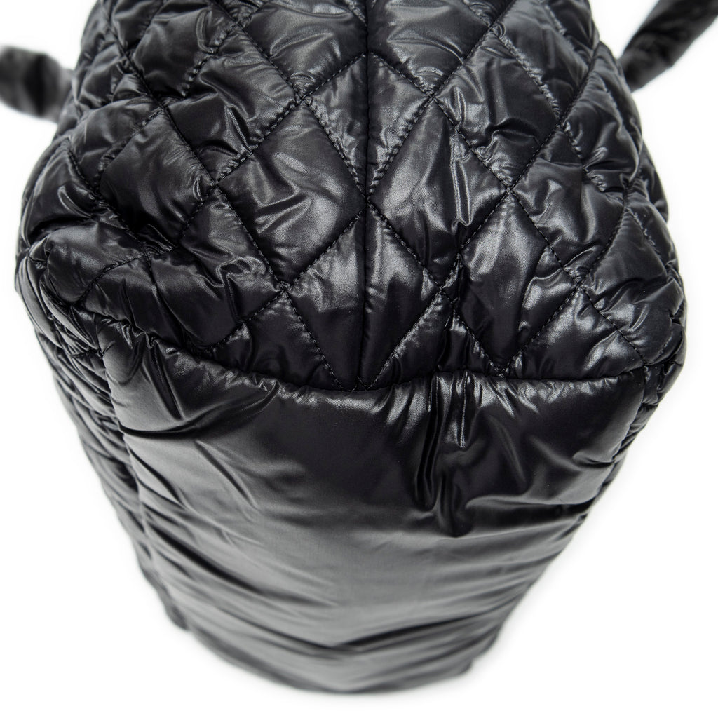Shoulder Bag Medium Coco Cocoon Reversible Tote Black Quilted Nylon Canvas