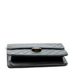 Shoulder Bag Vintage Push Lock Straight Flap Black Quilted Lambskin Leather