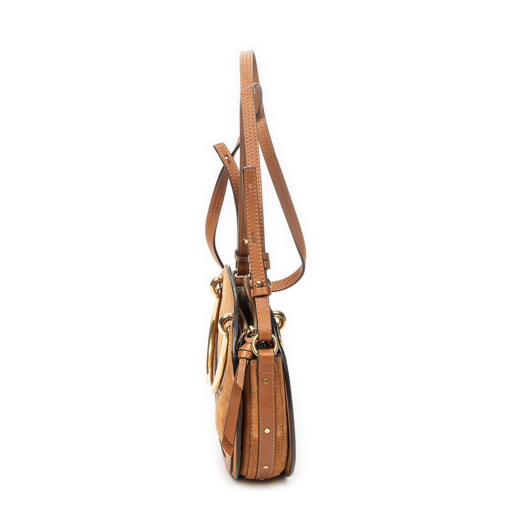 Shoulder Bag Small Pixie Crossbody Tan Suede Leather