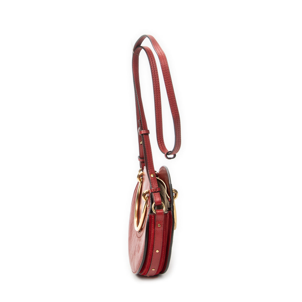 Shoulder Bag Small Pixie Crossbody Burgundy Grained Calfskin Leather