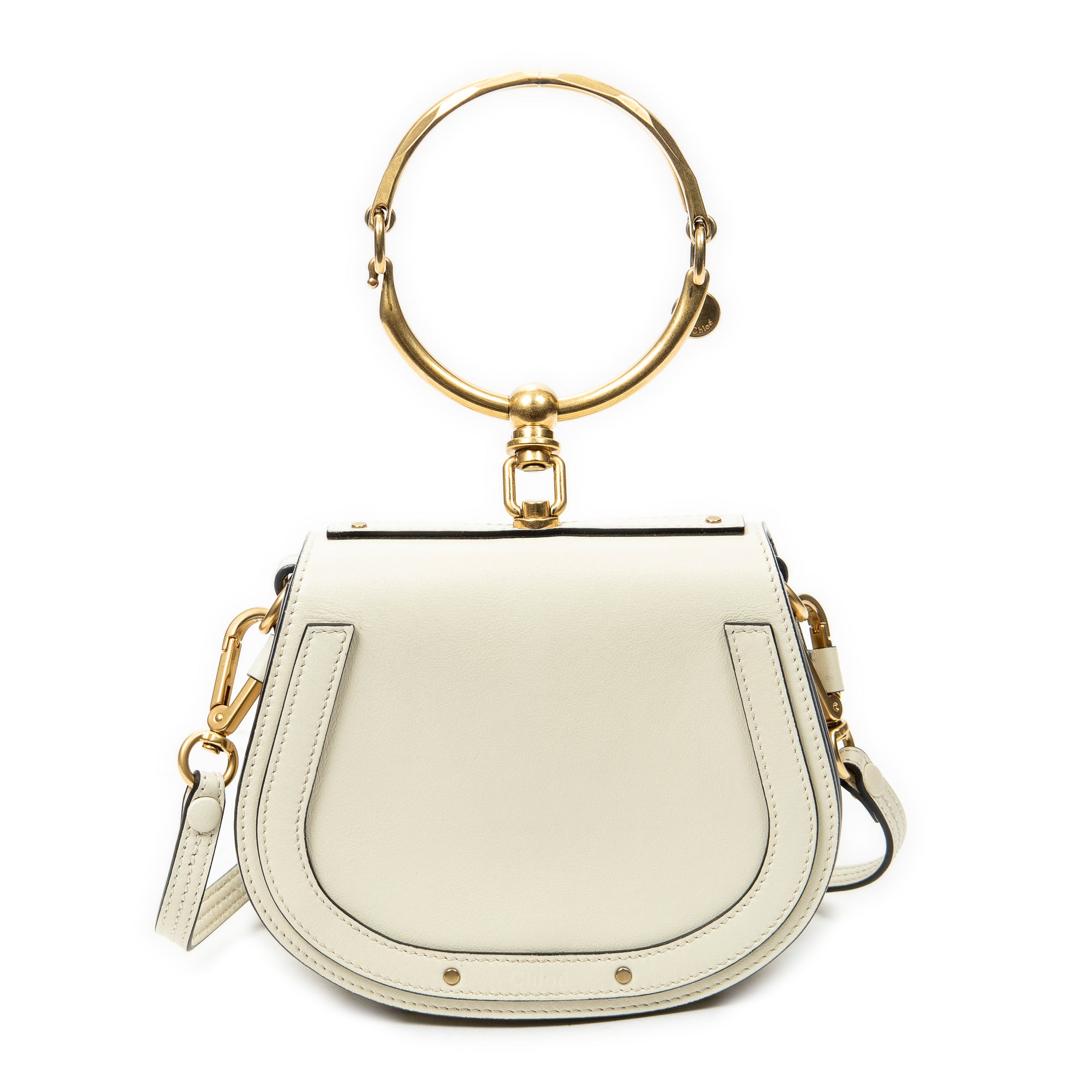 Shoulder Bag Small Nile Bracelet White Calfskin Leather