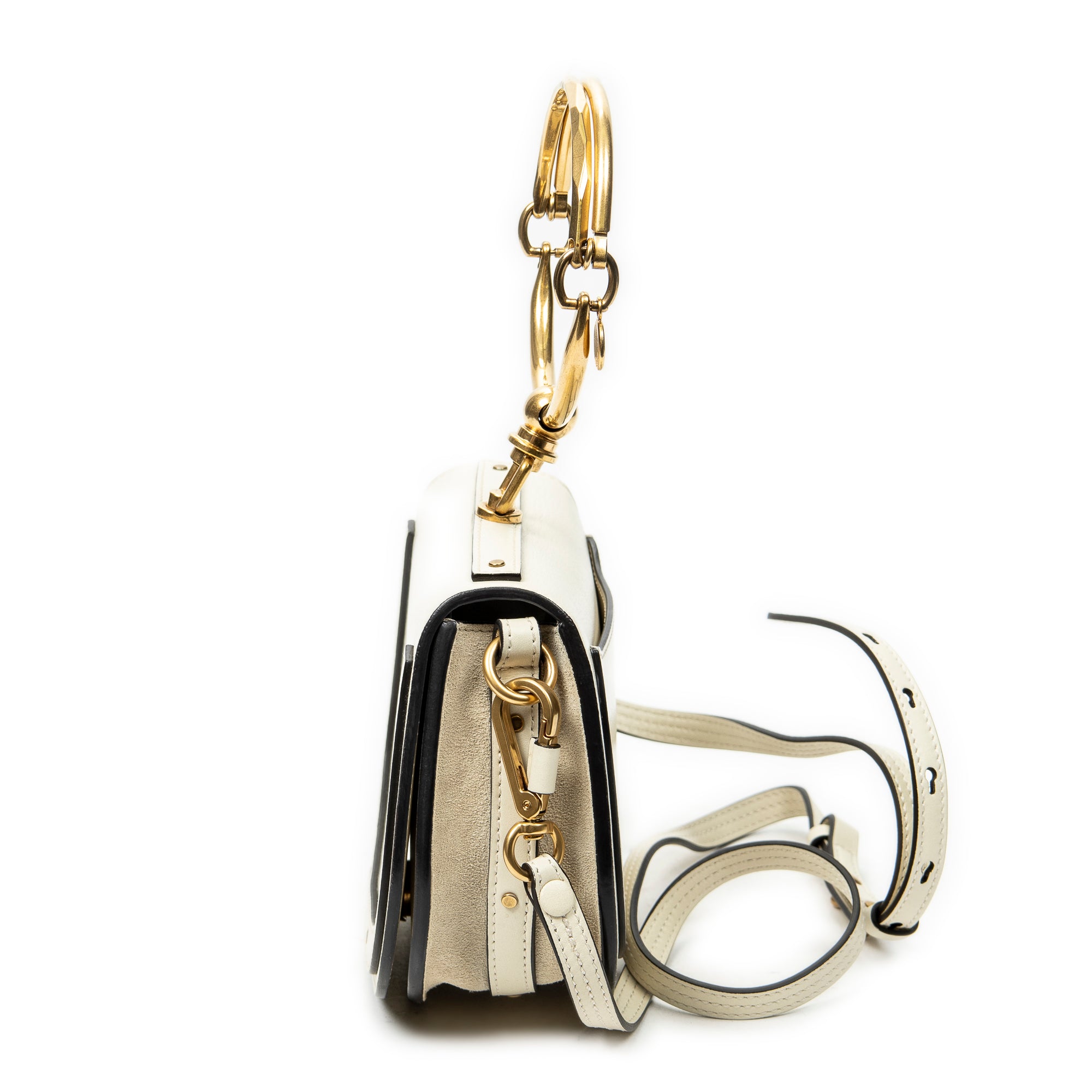 Shoulder Bag Small Nile Bracelet White Calfskin Leather