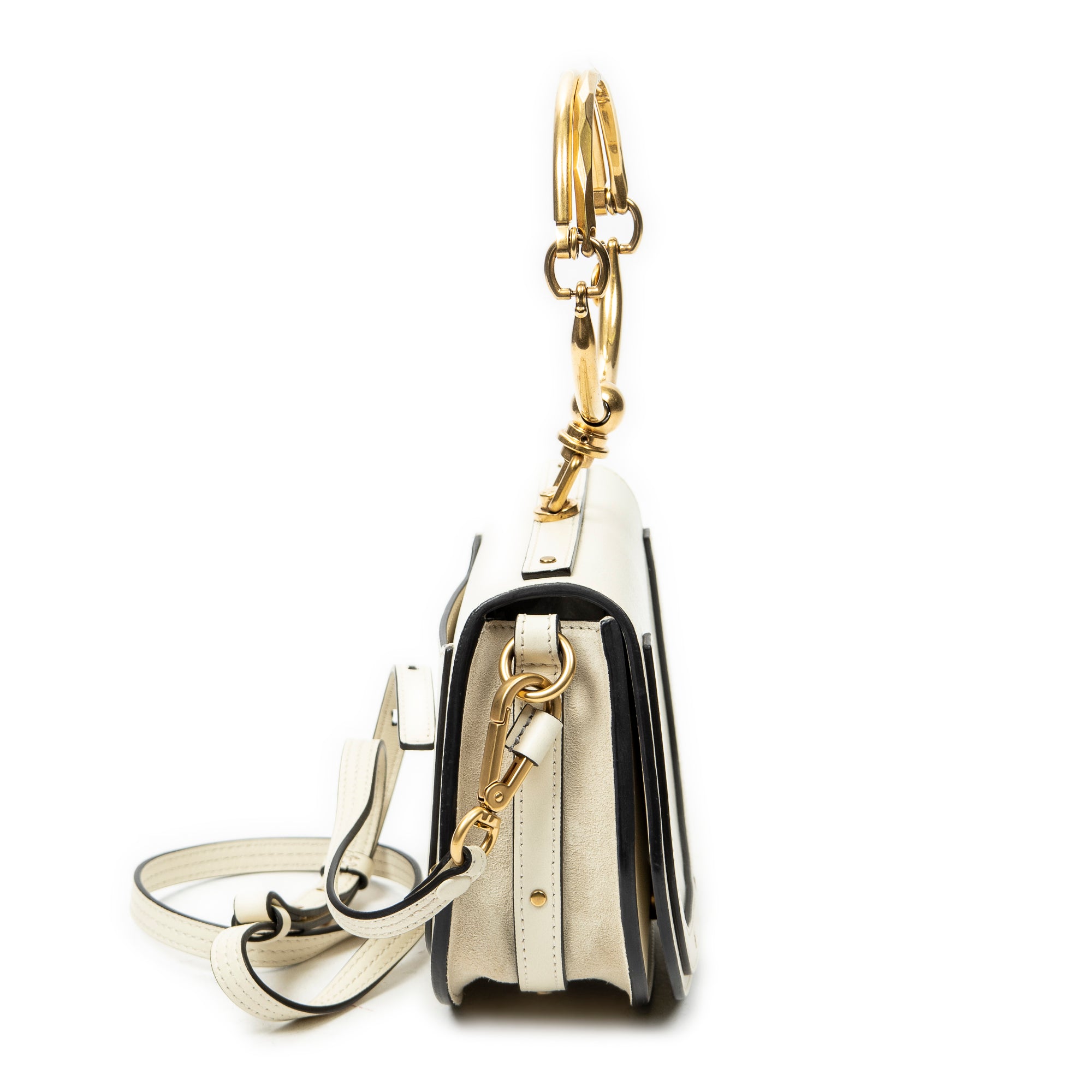 Shoulder Bag Small Nile Bracelet White Calfskin Leather