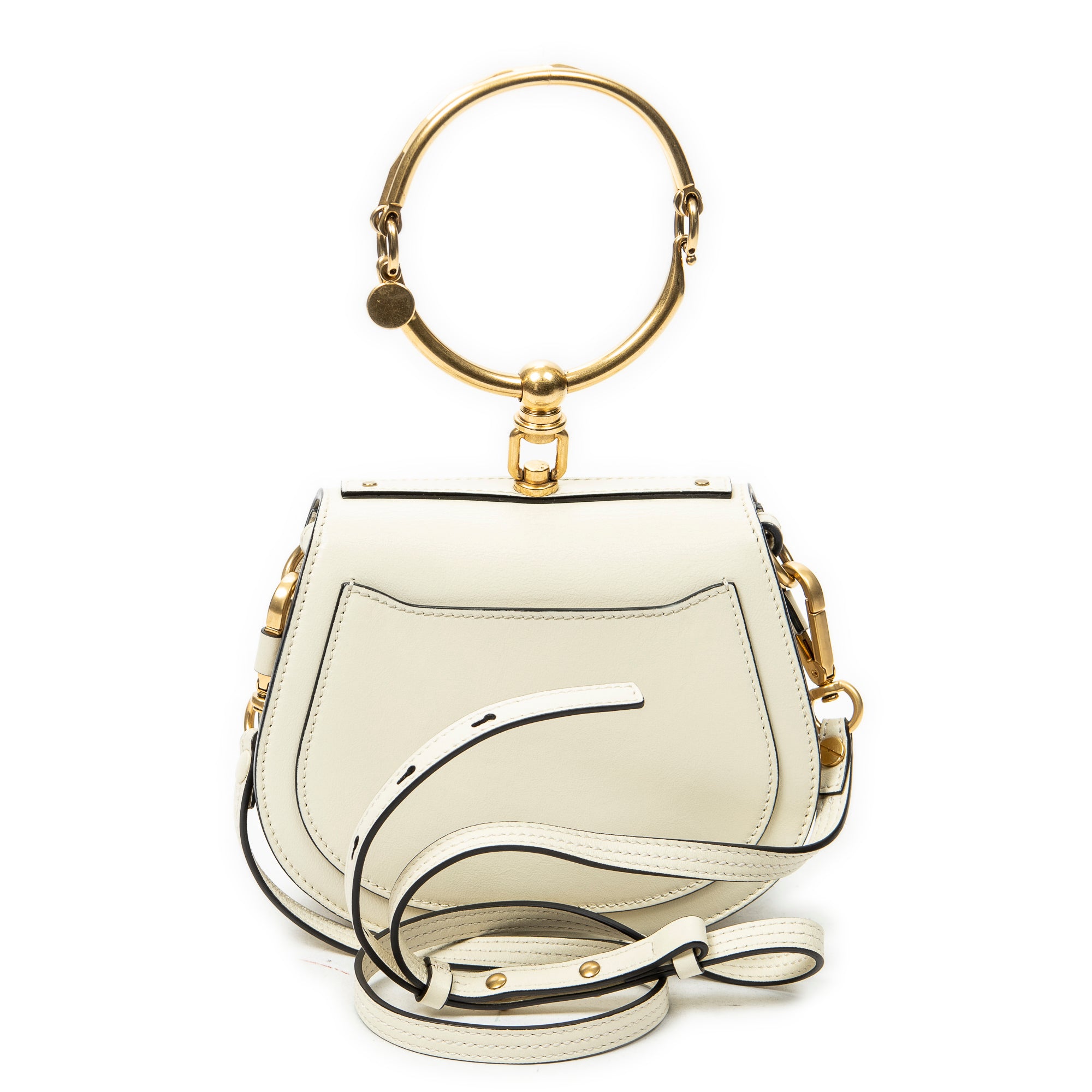 Shoulder Bag Small Nile Bracelet White Calfskin Leather