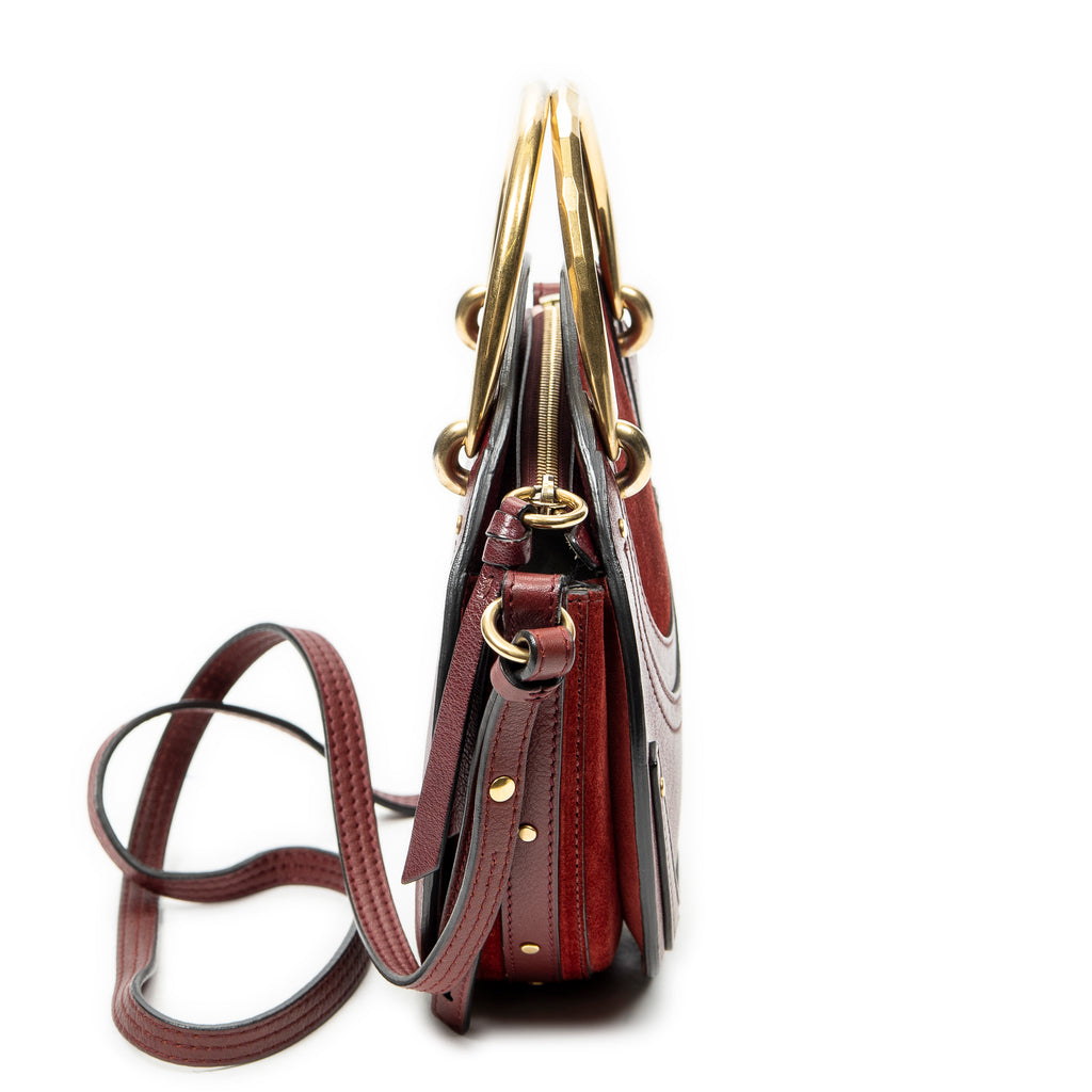 Shoulder Bag Pixie Crossbody Burgundy Calfskin Leather