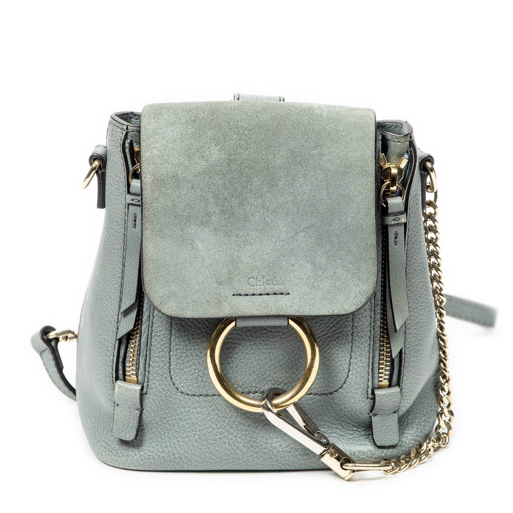 Backpack Mini Faye Backpack Teal Calfskin Leather