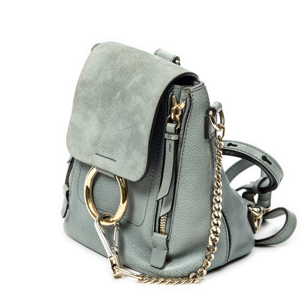 Backpack Mini Faye Backpack Teal Calfskin Leather