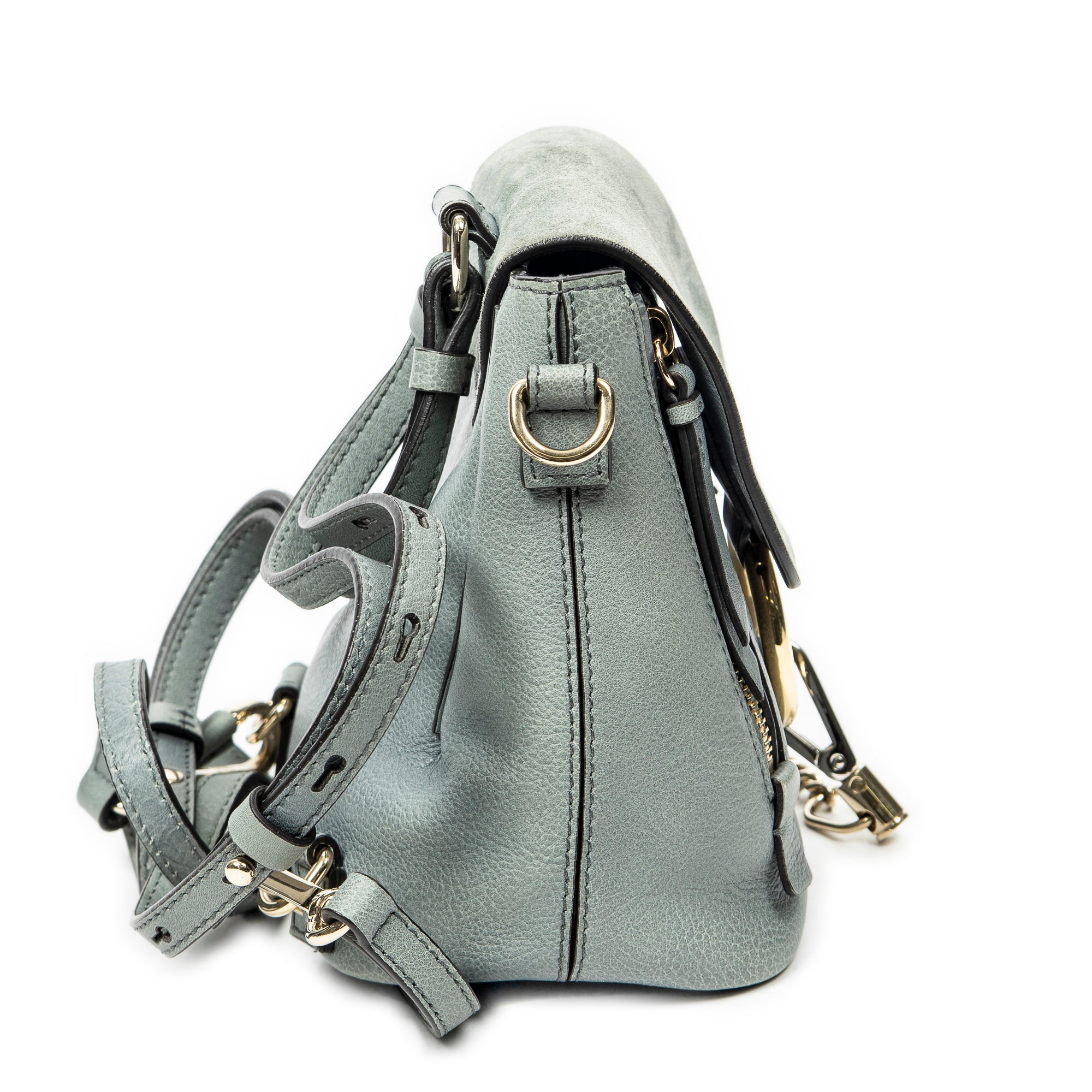 Backpack Mini Faye Backpack Teal Calfskin Leather