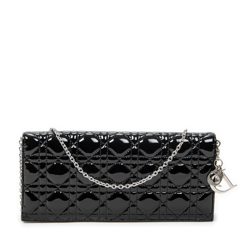 Shoulder Bag Lady Dior Chain Clutch Black Cannage Patent Leather