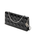 Shoulder Bag Lady Dior Chain Clutch Black Cannage Patent Leather