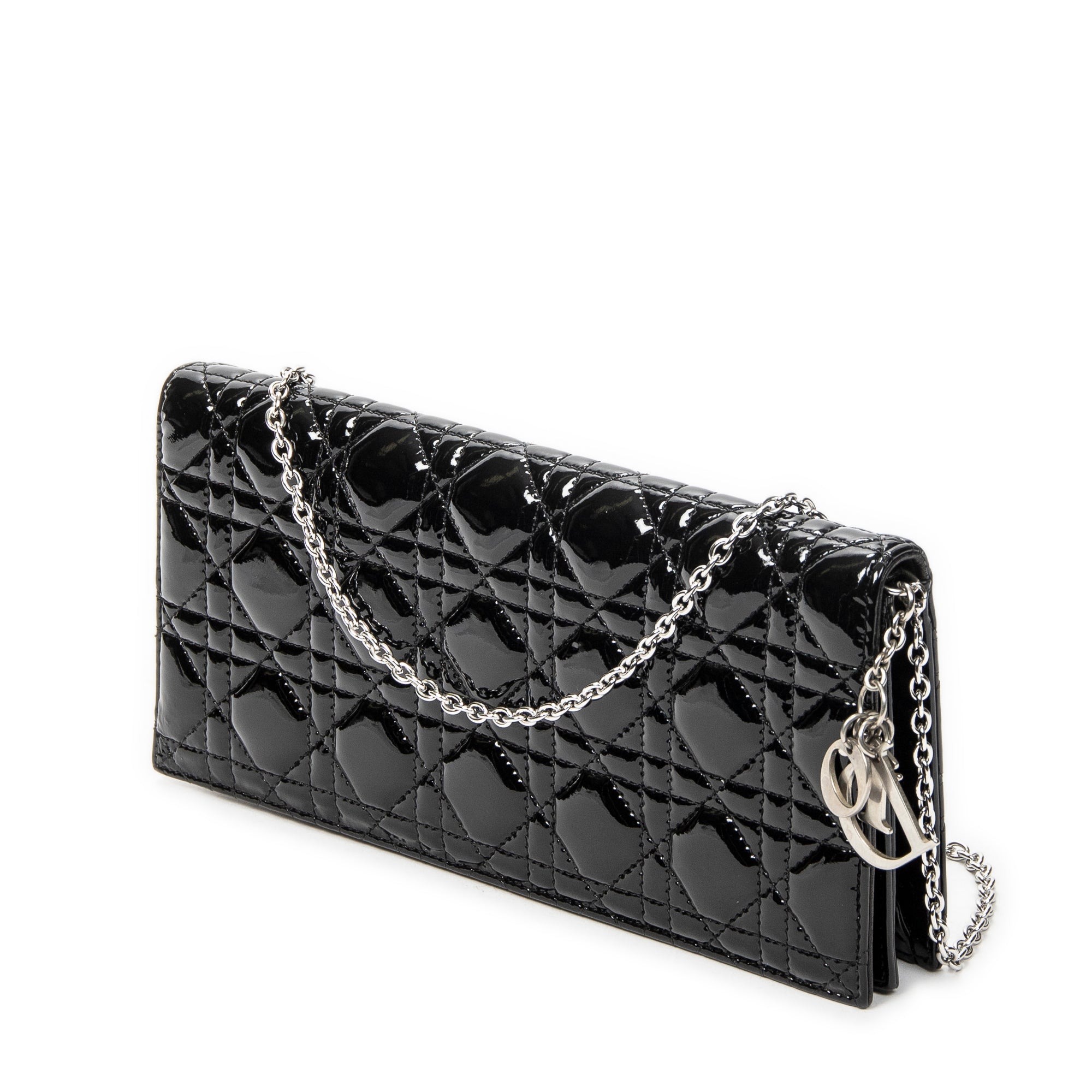 Shoulder Bag Lady Dior Chain Clutch Black Cannage Patent Leather