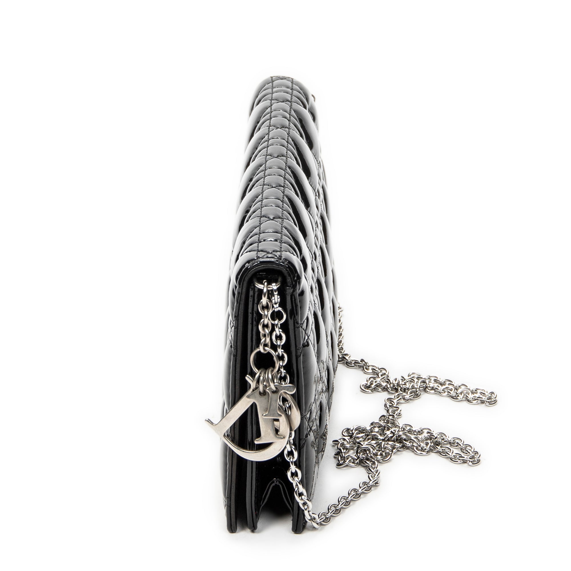 Shoulder Bag Lady Dior Chain Clutch Black Cannage Patent Leather